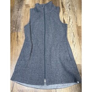 Toad & Co Prato Long Vest Women L Gray Wool Blend Zip Pockets Minimalist Outdoor